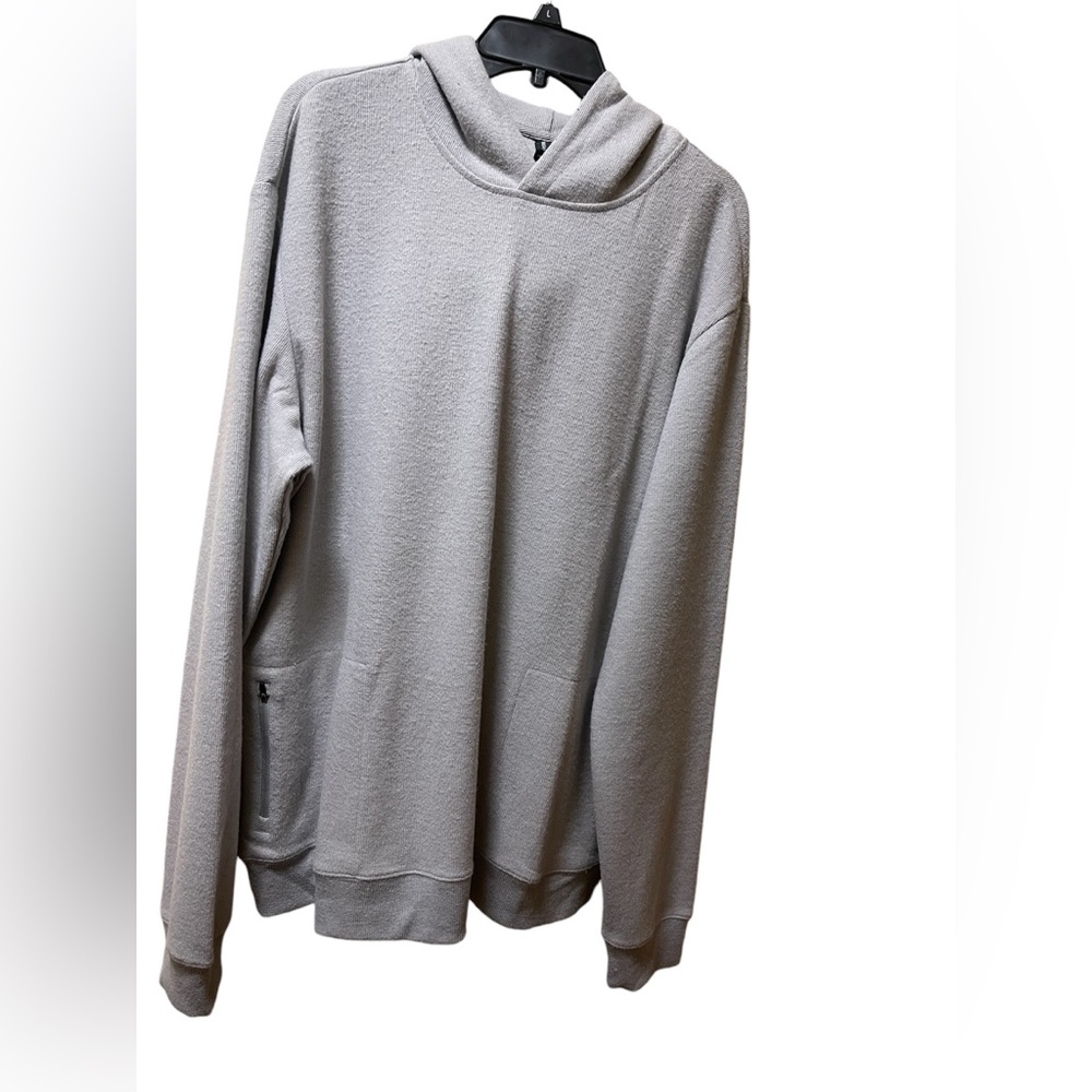 BEAUSE SOLID FLEECE PULLOVER HOODIE MEN ZIP-POCKETS HEATHER GRAY COLOR SIZE XXL